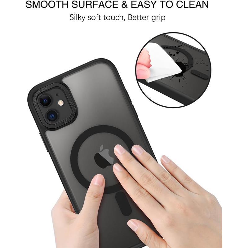 iPhone 11 Phone Case, Phone case iPhone 11 Magnetic Case [Compatible with MagSafe] Translucent Matte Slim Shockproof Anti-Fingerprint Anti-Scratch Protective Cover for iPhone 11 6.1’’ Black Accessories Handheld Protection Protector