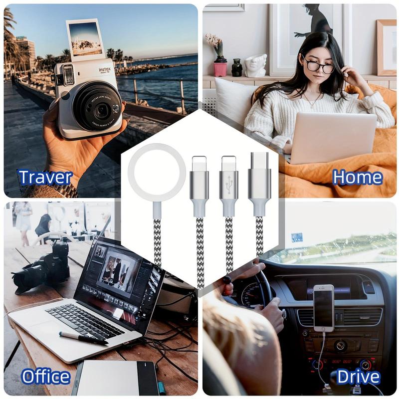 6 In 1 Portable Charger Cable for Smartphone, Nylon Braided Car Charger Charging Cable, Multifunctional Mobile Phone Charger Charging Cable, Phone Accessories