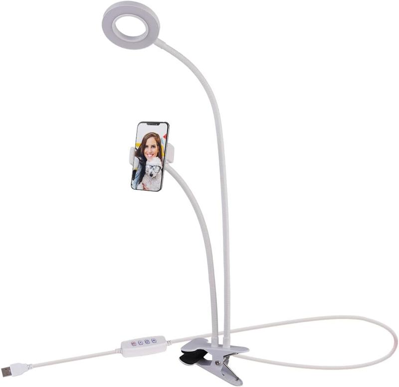 Selfie Ring Light with Cell Phone Holder Stand for Live Stream Makeup, LED Camera Lighting  with Flexible Arms Compatible