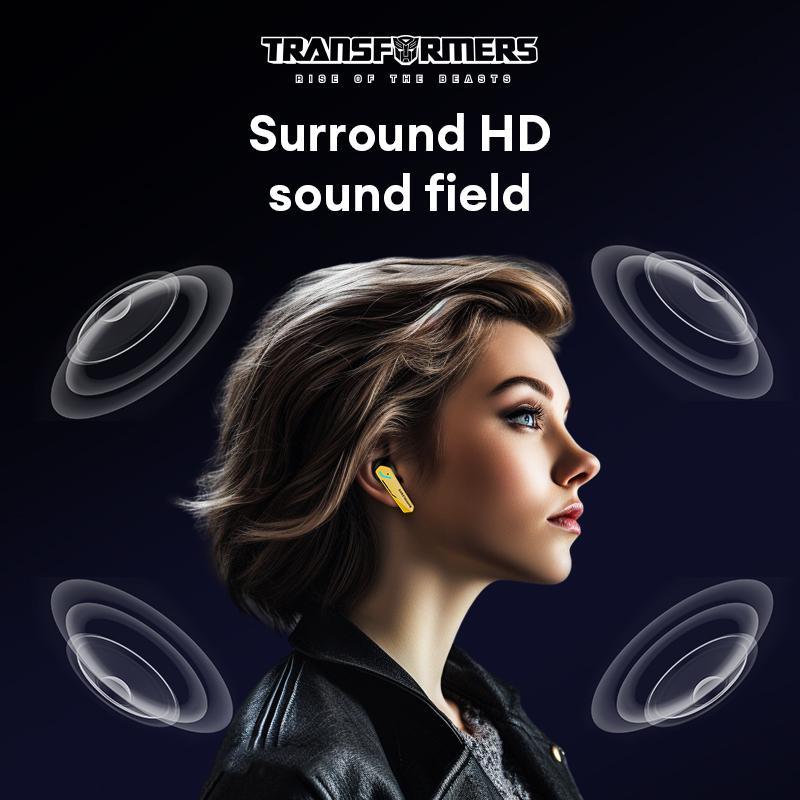 Transformers TF-T10 In-ear Design Wireless Earphones, True Wireless Bluetooth-compatible Headphones, HD Call Long Endurance Gaming Earbuds for Gaming Music, Gaming Earphone, Tws Earbuds