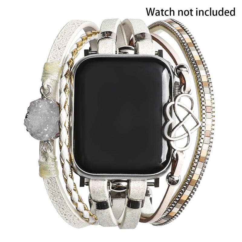 Fashionable Heart Decor Watch Band (Only Band), 1 Count Braided Watch Band for Women, Smart Watch Accessories for Apple Watch Series 9 8 7 6 5 4 3 2 1 SE