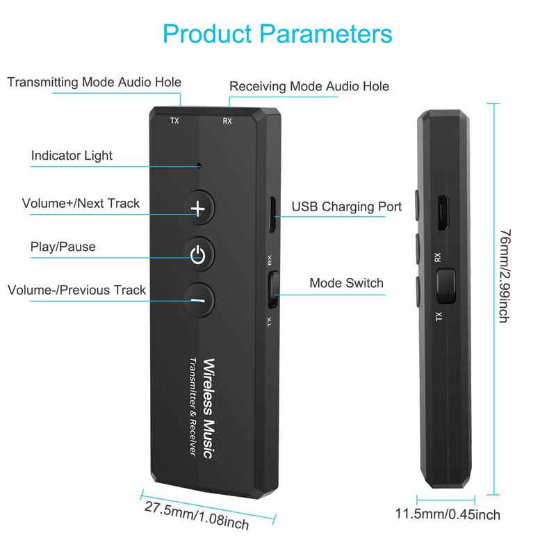 Wireless Audio Receiver, USB Rechargeable Audio Transmitter For TV & Airplane, Audio Receiver For Car Speaker System