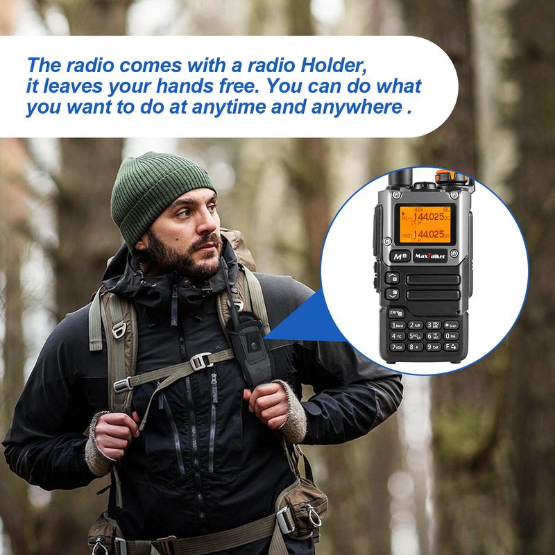 MaxTalker TK-6 Ham Radio Handheld Long Range with 1600mAh Type-C Charging Battery, UHF VHF FM AM Multi-Band Two Way Radio NOAA Portable Walkie Talkies