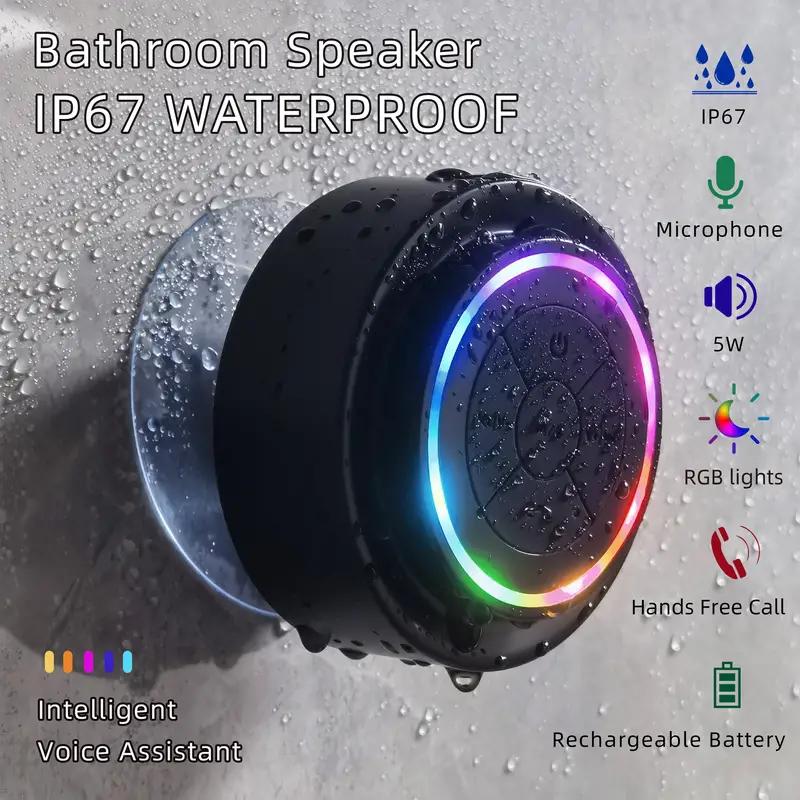 2024 New Portable Mini Wireless Speaker, Suction Cup USB Rechargeable Waterproof Speaker with LED Light, Portable Wireless Bluetooth 5.0-compatible Speaker for Parties, Bathroom, Travel, Home And Outdoors,Halloween Thanksgiving Christmas New Year Gifts