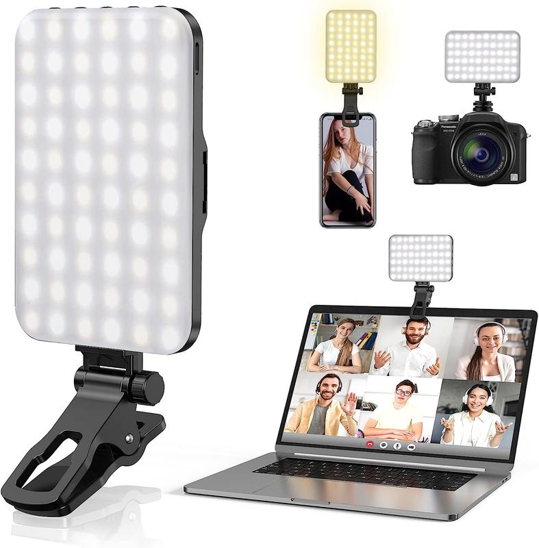 ANAUTIN Selfie Light 60 LED 2200mAh Rechargeable Cell Phone Fill Light 7 Modes, 10-Level Brightness, Portable Clip on Light for Phone Tablet Laptop, Zoom Call Vlog Makeup Video Fill Light Accessories Camera Cellphone Smartphone Mobile Mount Storage