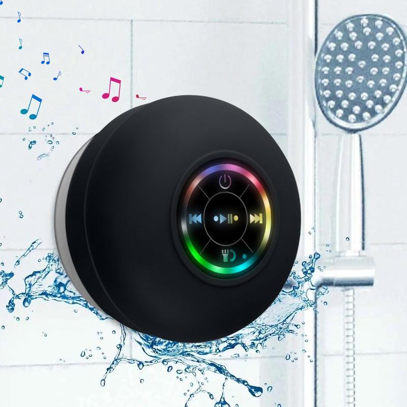 Bluetooth Shower Speaker, Portable Bluetooth Speakers with LED Light, Waterproof Outdoor Wireless Speaker with Suction Cup, Floating, True Wireless Stereo for Beach Pool Camping, Great Gifts