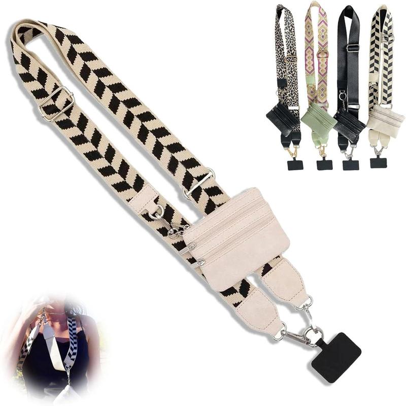 Clip and Go Strap for Phone with Wallet Crossbody, Phone Strap with Zippered Pouch, Adjustable Crossbody Phone Strap