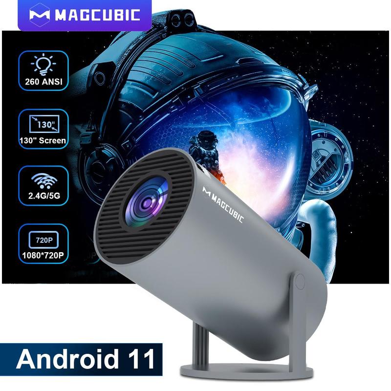 Magcubic Portable Projector HY300 Pro, Android 11 Dual Wifi6 260ANSI Allwinner H713 BT5.0 1080P 1280*720P Projector, Multifunctional Projector for Home Cinema, Outdoor