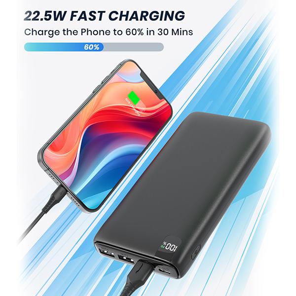 26800mAh Portable Charger Power Bank,  22.5W Fast Charging, 4 USB Outputs PD 3.0 USB C External Charger Battery Pack for Cell Phone Compatible with iPhone iPad Galaxy Android