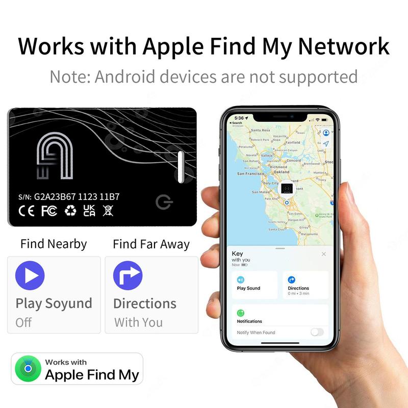 Smart Track Card, 1 Count Waterproof Design Wireless Charging Smart Track Card Compatible with Apple Find My for Tracking Wallets