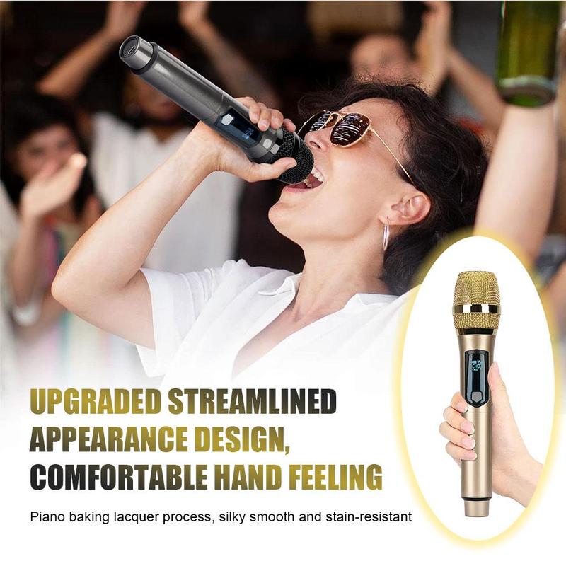 Wireless Microphone, Rechargeable Portable Microphone, Multipurpose Microphones for Karaoke Singing, Speech, Wedding, Church, PA System