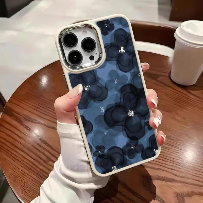 Fall Fashion Flower Pattern Phone Case, 1 Count Decorative Phone Protective Cover, Phone Accessory, Phone Cases Compatible With iPhone X 11 12 13 14 15 Plus 15 Pro Max