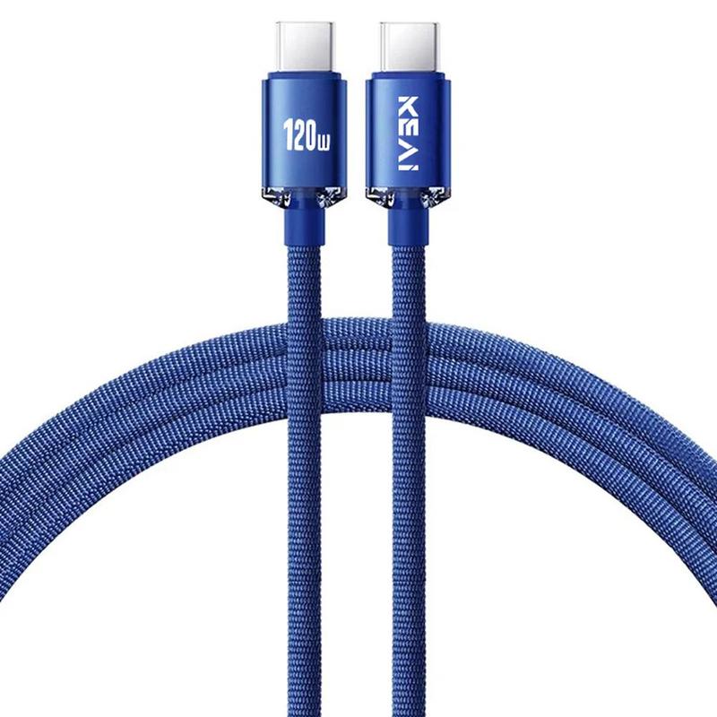 120W 6A Type-C to Type-C Fast Charging Data Cable, 1 Count Nylon Braided PD Cable, Phone Data Cable Compatible with Smartphone