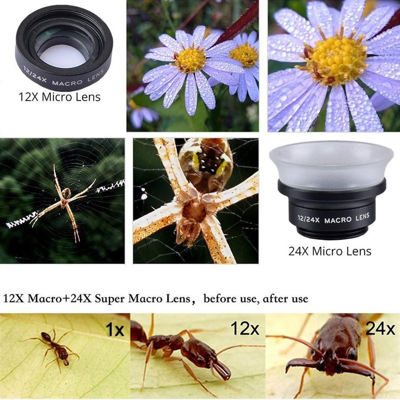 APEXEL 2 in 1 Phone Lens Kit, 12x Micro Lens & 24x Super Micro Lens Kit, Mobile Phone Lens Attachment for iPhone Samsung Xiaomi Phones