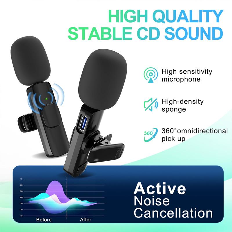 Portable Wireless Lavalier Microphone,Your Voice, Amplified: Lavalier Mic for Clear, Professional Sound Audio Cable