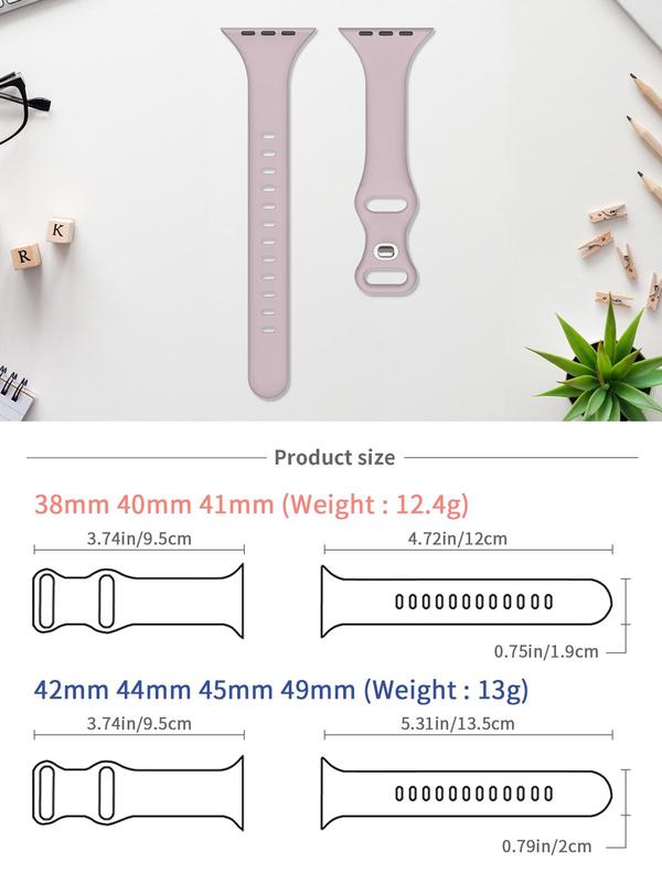 Solid Color Silicone Watch Band, Thin Soft Replacement Strap Wristband for Iwatch Series 9 8 7 se 6 5 4 3 2 1 se ultra 2, Watch Accessories, Apple Watch Band for Women & Men 38mm 40mm 41mm   42mm 44mm 45mm 49mm