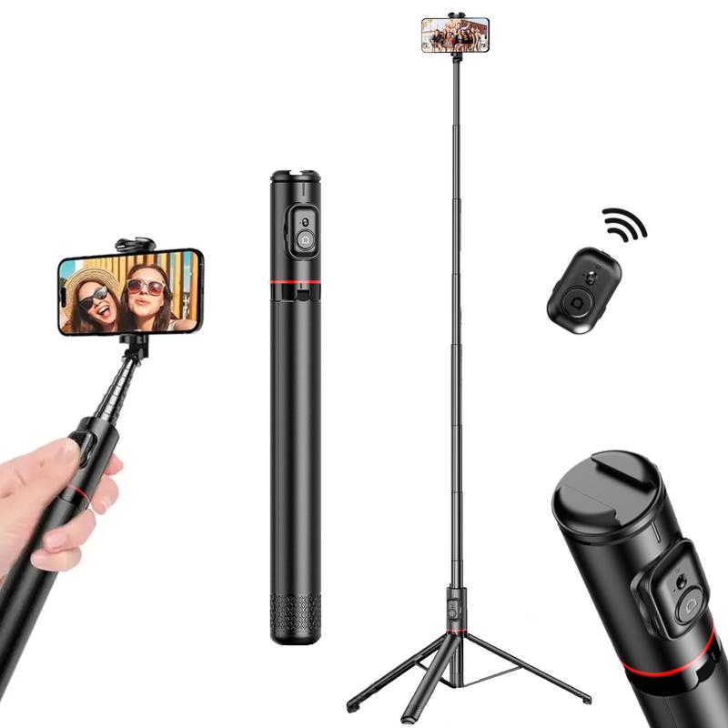 Lightweight & Telescopic Selfie Stick, 72 inch Expandable Cell Phone Tripod, Phone Selfie Stick with Remote, Selfie Stick Tripod Compatible with iOS Android