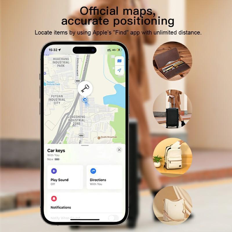 RSH Smart GPS Tracker, Waterproof IP67 Smart Air Tag Suitable for IOS Find My APP, Smart Item Locator, Tracker for Car, Bicycle