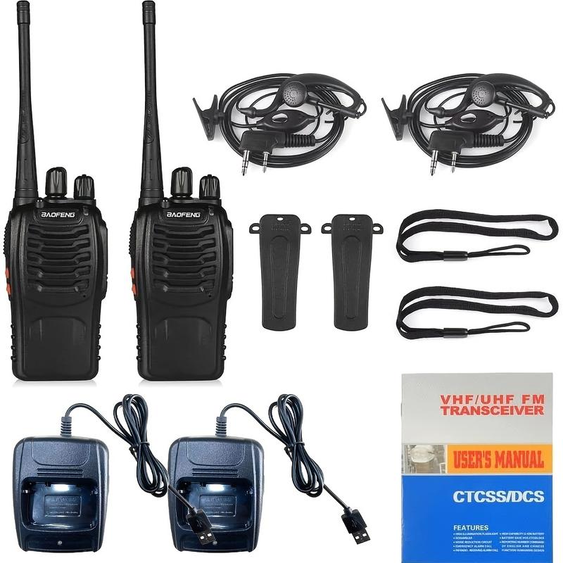 400-470MHz Uhf Walkie Talkie,2 Count Portable Multipurpose Rechargeable Walkie Talkie, BF-888s Two Way Radio for Home Office Outdoor Audio Waterproof