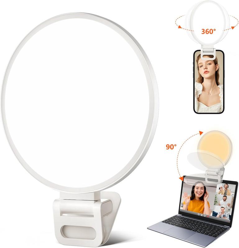 Selfie Light,  Full-Screen Rechargeable Clip on Ring Light with 3 Modes for Phone, Laptop, Tablet, 10X Brighter Soft Phone Light for Selfies, Live Streaming, Video Conference