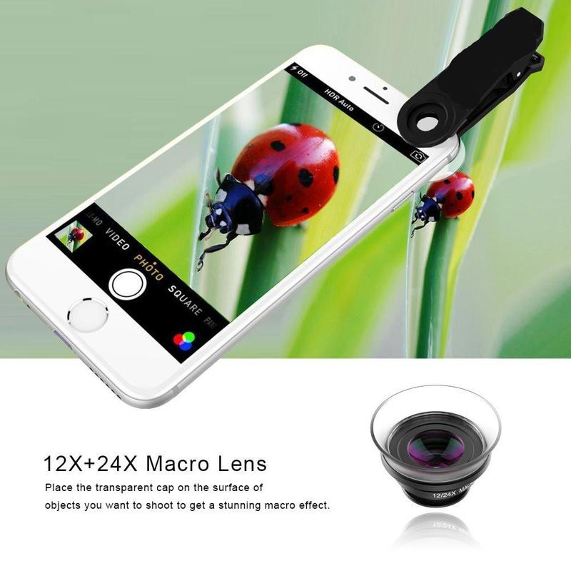 APEXEL 2 in 1 Phone Lens Kit, 12x Micro Lens & 24x Super Micro Lens Kit, Mobile Phone Lens Attachment for iPhone Samsung Xiaomi Phones