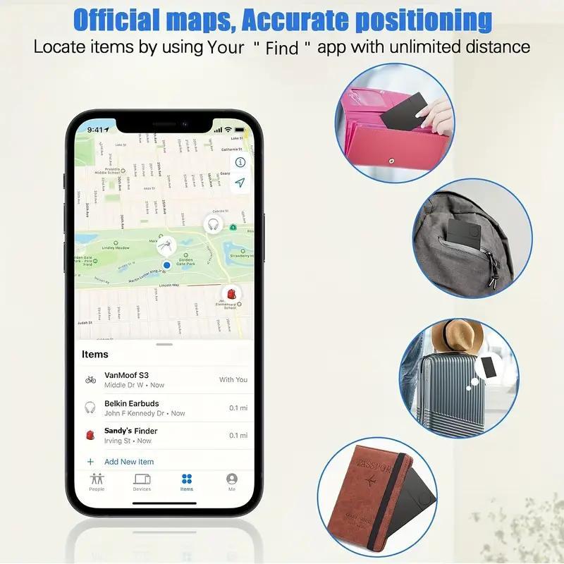 Smart GPS Tracker, 1 Count Wireless Charging Location Tracker, Compact Design Tracker for Wallet, Luggage, Phone, Passport, GPS Sensor, Travel Gadgets, Luggage Tracker, Suitable for Travel and Daily Necessities