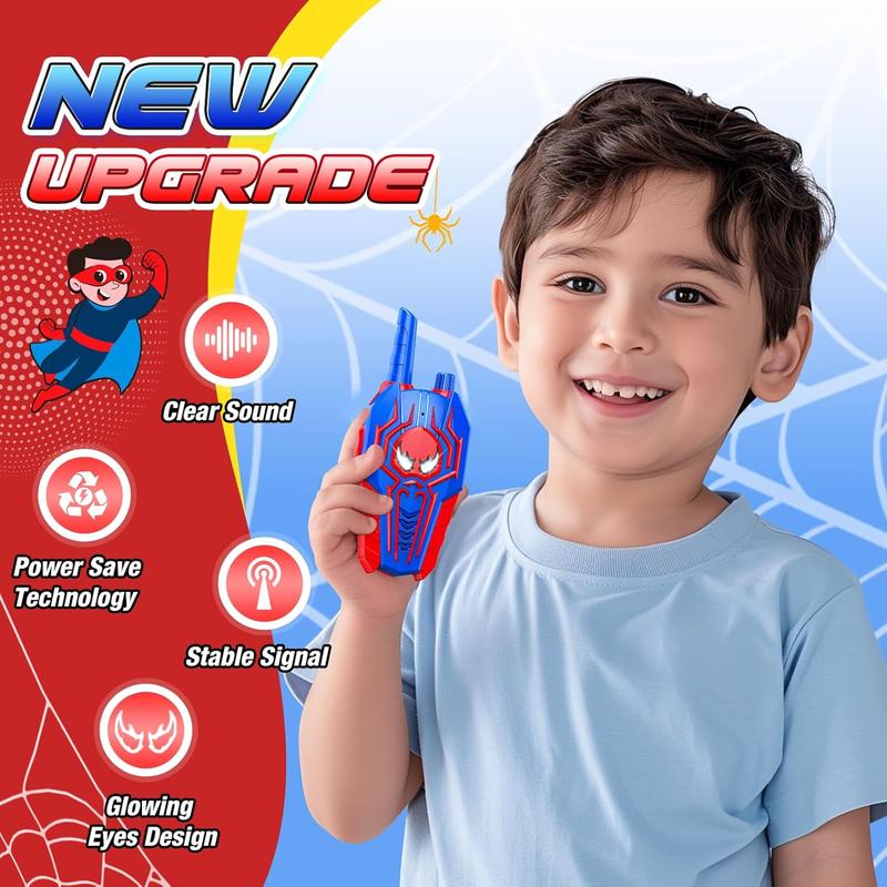 Spider Walkie Talkies for Kids: Toys Gifts for 3 4 5 6 7 8 9 Year Old Boys Girls Ages 5-7 Kids Walkie Talkies Outdoor Hiking 2 Way Radio Toy for 3-12 Year Old Boy Girl Halloween Birthday Gift Age 3-6