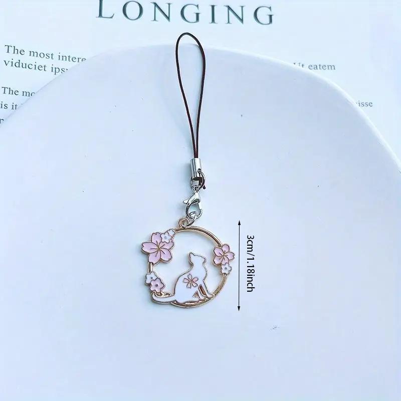 Cute Rabbit & Cat Wreath Design Phone Charm, Cartoon Mobile Phone Pendant, Fashion Phone Lanyard Decorative Accessories