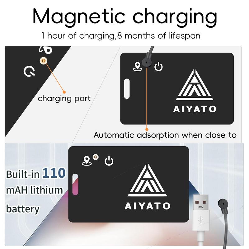 Smart Tracker Card, Waterproof Magnetic Charging Tracking Card, Rechargeable Wallet Tracker Compatible with Apple Find My