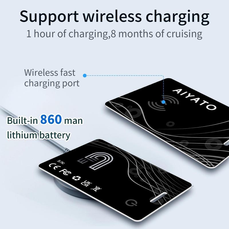 Smart Track Card, 1 Count Waterproof Design Wireless Charging Smart Track Card Compatible with Apple Find My for Tracking Wallets