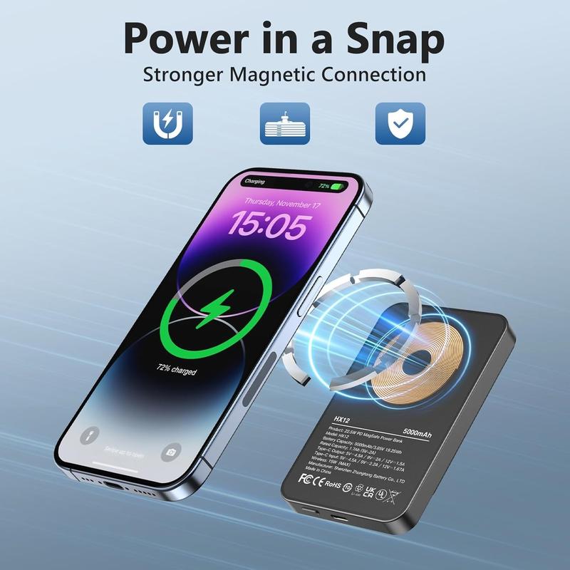 Power Bank Magnetic Portable  Wireless Fast Charger for iPhone 16 15 14 13 12 Mini Pro Pro Max Devices Digital Accessories Smartphone