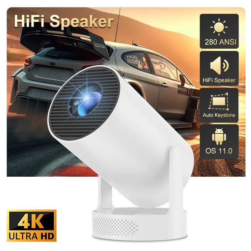 HY300 Pro HIFI Speaker Projector Android 11 Dual Wifi6 280ANSI Allwinner H713 BT5.0 1280*720P 4K Upgrade Film Sound Projector