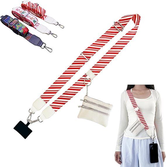 Phone Strap Crossbody Clip and Go Strap forPhone with Wallet Portable Crossbody Beautiful,.Comfortable, Adjustable Phone Strap withZippered Pouch Accessories Card Smartphoneclip and phonelanyard wrist lanyard