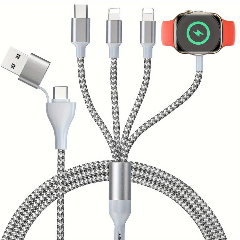 6 In 1 Portable Charger Cable for Smartphone, Nylon Braided Car Charger Charging Cable, Multifunctional Mobile Phone Charger Charging Cable, Phone Accessories