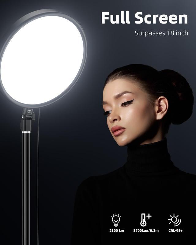 Large Ring Light Kit, Weilisi 6500K Professional Full-Screen Big Ring Light with Stand and Phone Holder, 64