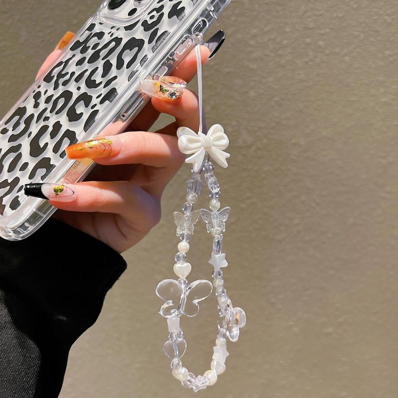 Cute Bowknot & Butterfly Decor Phone Strap, Decorative Phone Hanging Chain for Women & Girls, Phone Case Decoration, Mobile Phone Decoration Accessories for Phone Key Earphone