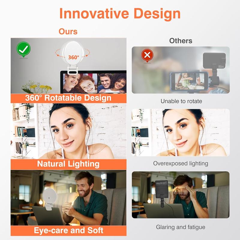 Selfie Light,  Full-Screen Rechargeable Clip on Ring Light with 3 Modes for Phone, Laptop, Tablet, 10X Brighter Soft Phone Light for Selfies, Live Streaming, Video Conference