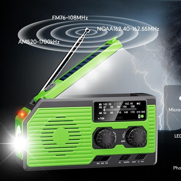 Dezkly Emergency Radio,5000 Digital Weather Radio with AM FM NOAA SW,SOS Survival Portable Radio,5 Way Powered Solar Hand Crank Radio with USB Charger, Flashlight, Reading Lamp, Headphone Jack for Outdoor