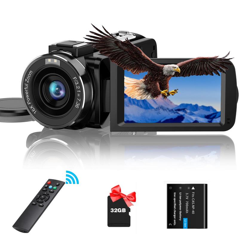 2.7K Digital Camera Recorder, 1 Count Full HD 1080P 36MP IR Night-Vision Vlogging Camera Recorder, 3.0 Inch IPS Screen 16X Digital Zoom Camcorder with 32GB SD Card