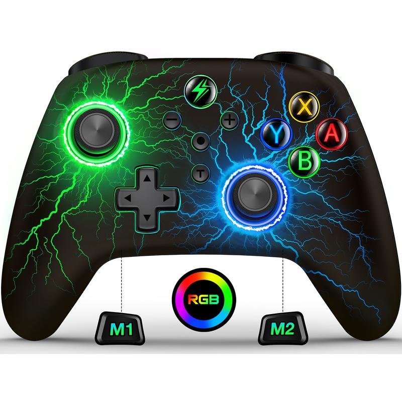 Switch Pro Controller for Switch OLED Lite,BEBONCOOL Wireless Switch Remote for PC IOS Android with Lightning RGB Breathing LED