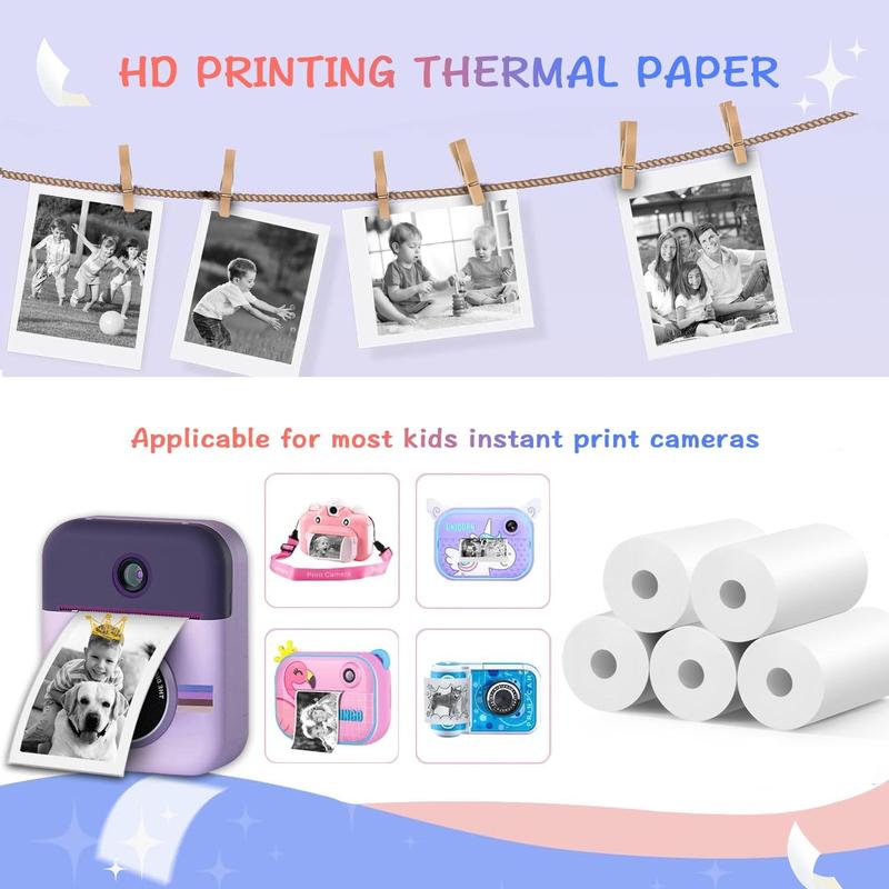 5-Pack  Instant Print Camera for  Refill Print Paper, HD Paper Camera, Kidizoom Print Camera Paper Refill for   Instant Camera