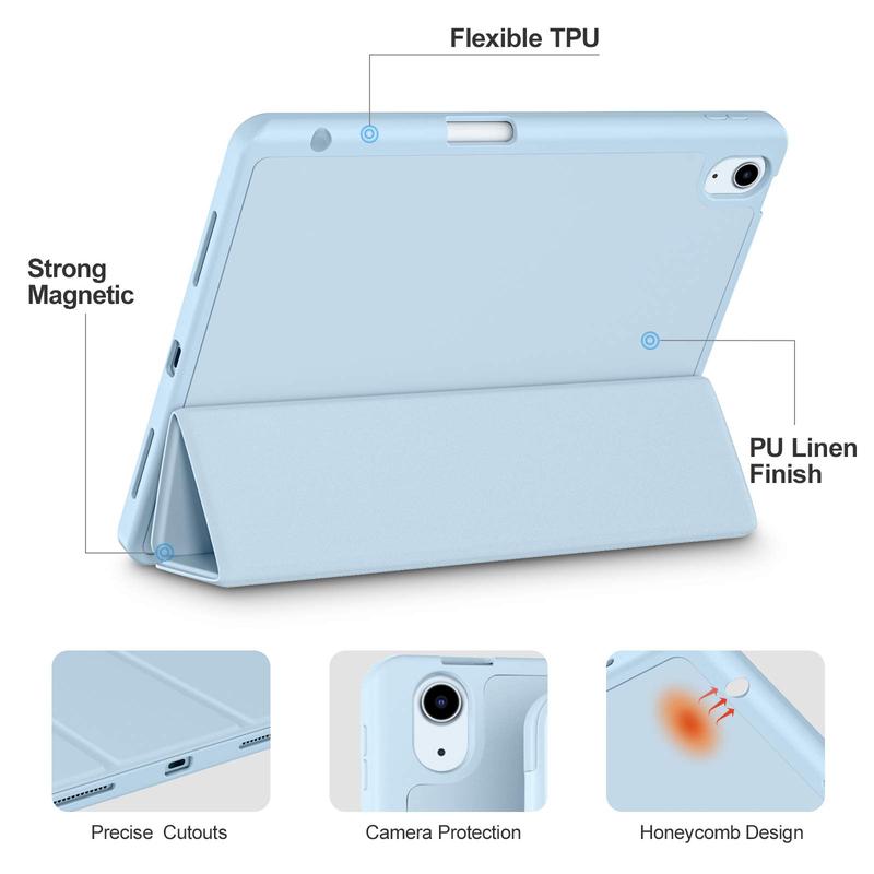 Compatible with iPad Air 6th Generation 11 Inch Case M2 2024, for iPad Air 5th 4th Generation Case 2022 2020 10.9 Inch with Pencil Holder[Auto Sleep Wake], Sky Blue