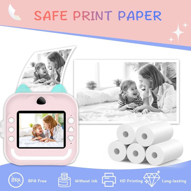 5-Pack  Instant Print Camera for  Refill Print Paper, HD Paper Camera, Kidizoom Print Camera Paper Refill for   Instant Camera