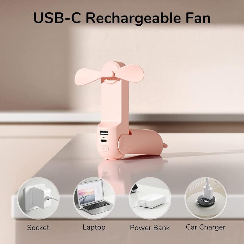 Multifunctional 3 In 1 Handheld Portable Fan for Summer, USB Rechargeable Fan Portable Small Pocket Fans with Power & Flashlight, Portable Foldable Fan for Outdoor Travel Commute Office, Portable Fan, Cooling Fan, Summer Gifts for Women