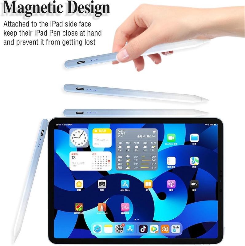 Tablet Pens for Touch Screen,Rechargeable  Pen iPad Pencil with 4 POM Tips  Stylus Pen for iPad Pro Air Mini     iOS Android and Other Smartphone Devices - Blue