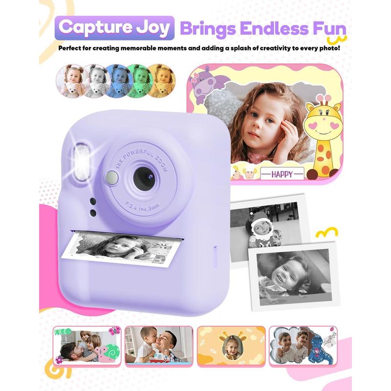 Camera Instant Print, 1080P Digital Dual Camera for , 12MP Instant Camera Photo Printing Toys for Girls, Christmas Birthday Gifts for  6 7 8 9 10 Year Old Girls with SD Card