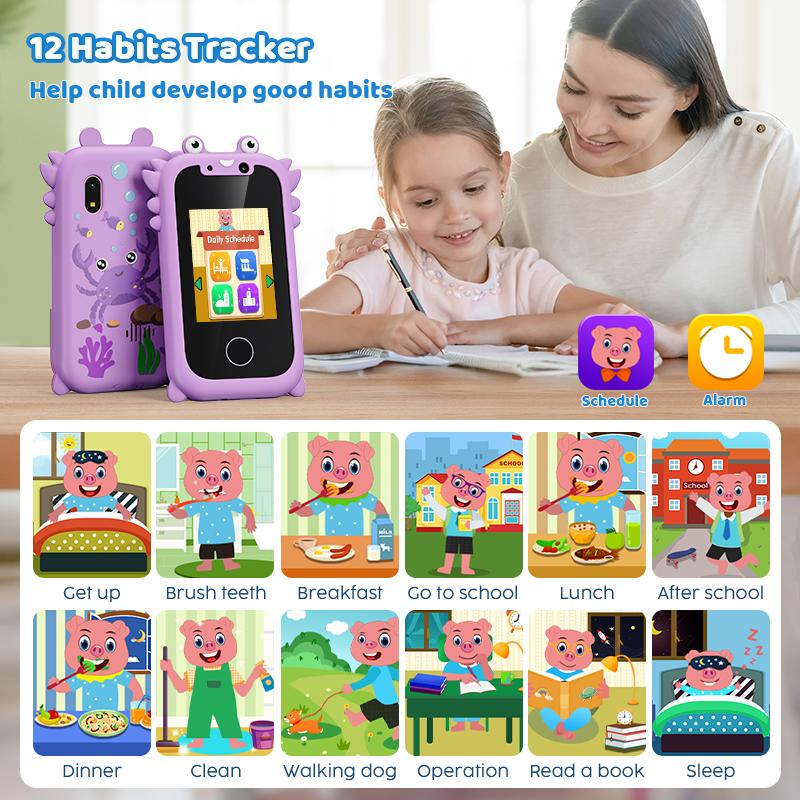 Kids Smart Phone Educational Toys Children Musical Player MP3 Dual Camera Selfie With 512MB Card Touchscreen Learning Toy Gifts Audio Charging