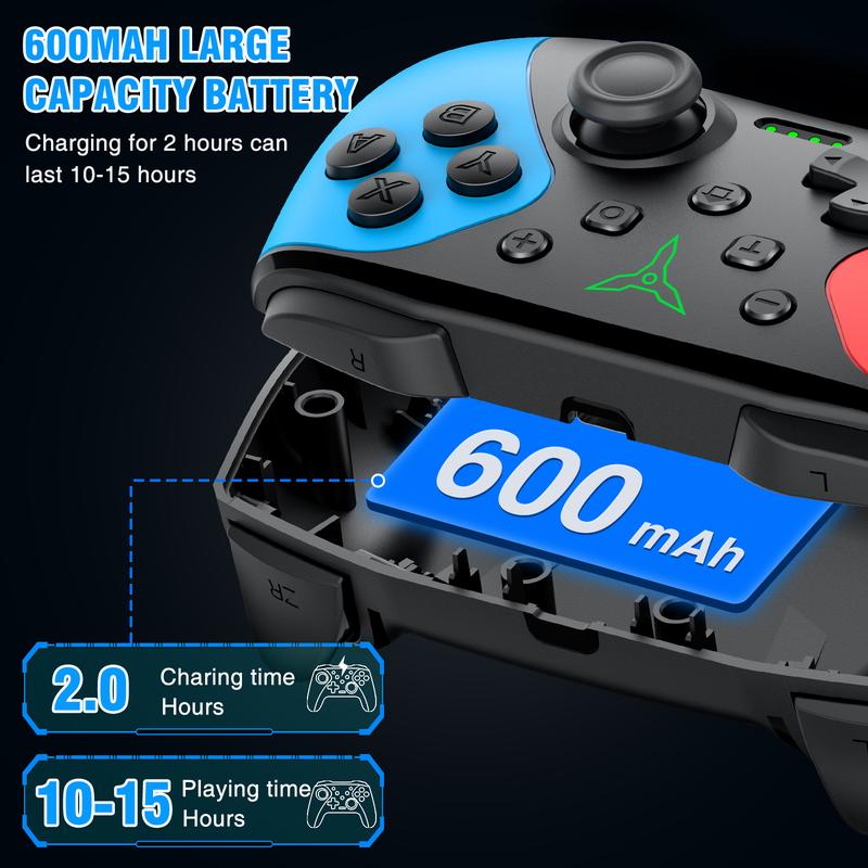 Wireless Switch Controller for Switch Lite OLED ,Replace for Switch Controller with Adjustable Turbo,Vibration,Built-in 600mAh Battery for Switch Controller