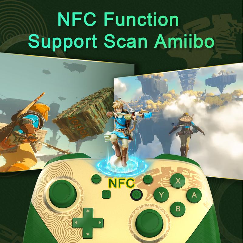 NFC Switch Pro Controller Compatible with Switch OLED LITE Controller Supports NFC&Wake Up Function,Many colors for you, Black, Gold,Yellow and Blue