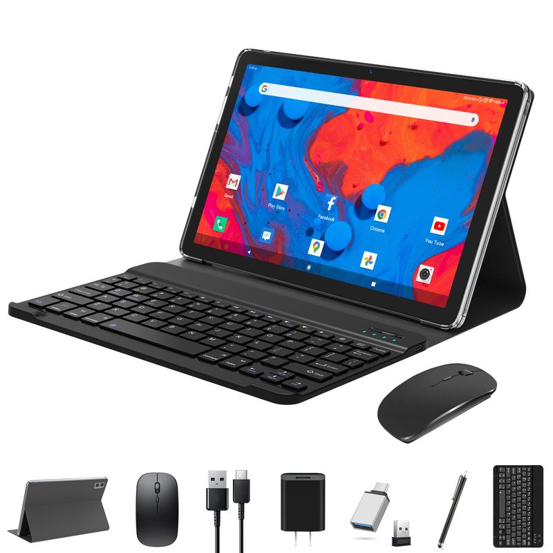 Tablet 2024 Newest Android Tablet, 2 in 1 Tablet with 128GB Large Storage, Tablet 10 Inch Big Screen with Octa-Core Processor, 5G WIFI Tablet with Keyboard, 13MP Rear Camera, 5.0 Bluetooth GPS Mouse Case android tablet tablet bundle